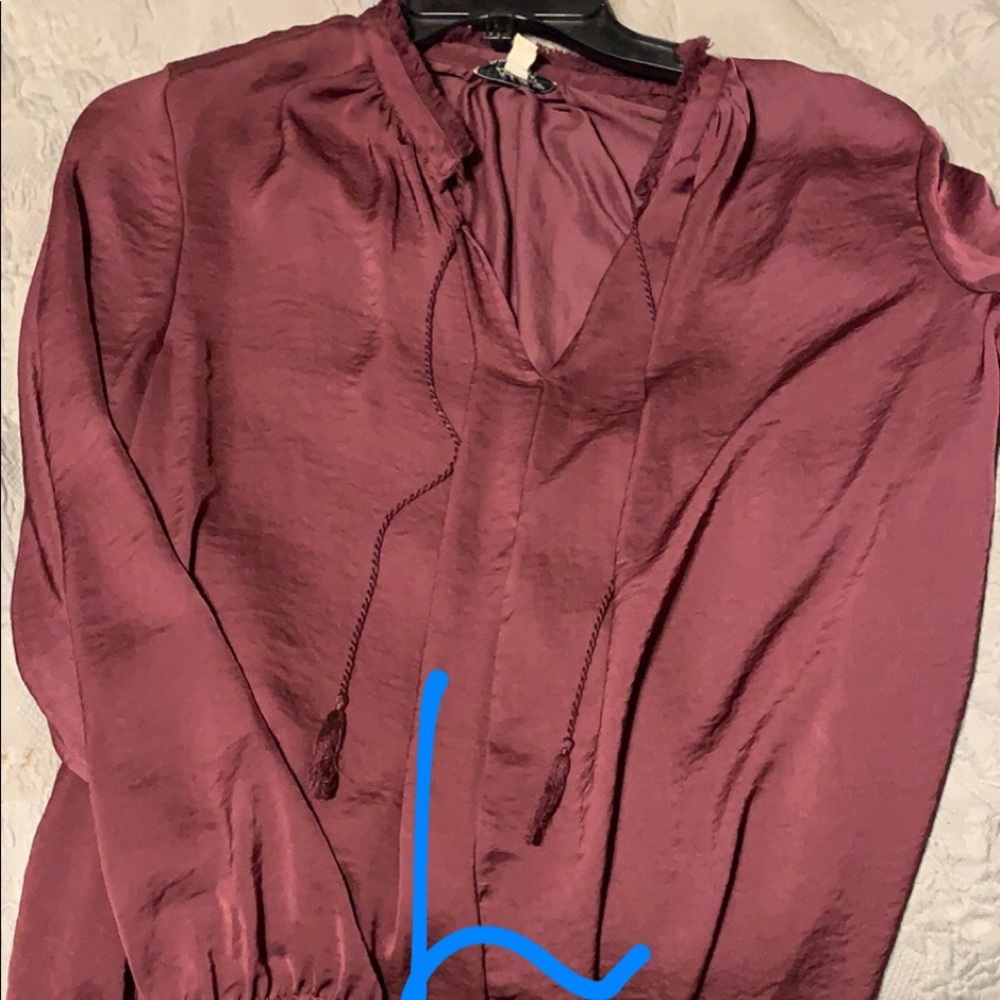 Lucky Brand Satin Blouse Long Sleeve